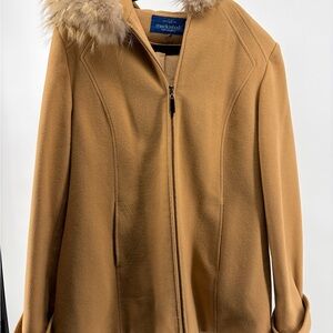 Mackintosh Carmel Wool Coat Hooded 100% Raccoon‎ Fur Full Zip Coat 16, Vintage